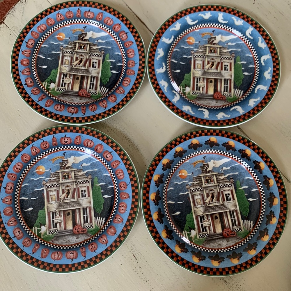 Debbie Mumm Sakura Haunted House Vintage Halloween Plates 🎃 👻 offers welcomed